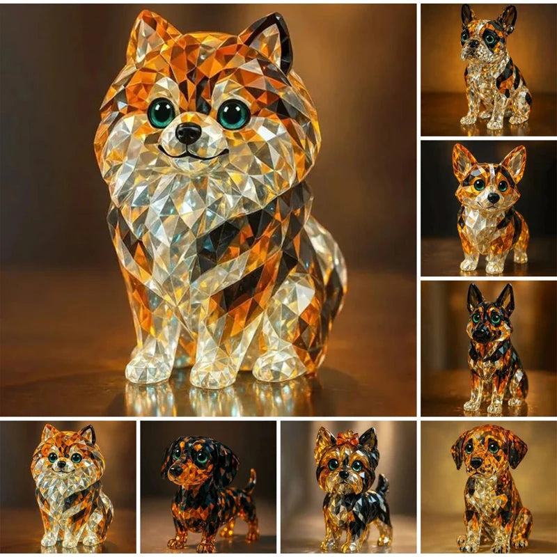 1 pc Handmade Dog Figurine Resin Puppy Ornament Collectible Art Animal Sculpture Ornament Dog Sculpture Home Bar Decor
