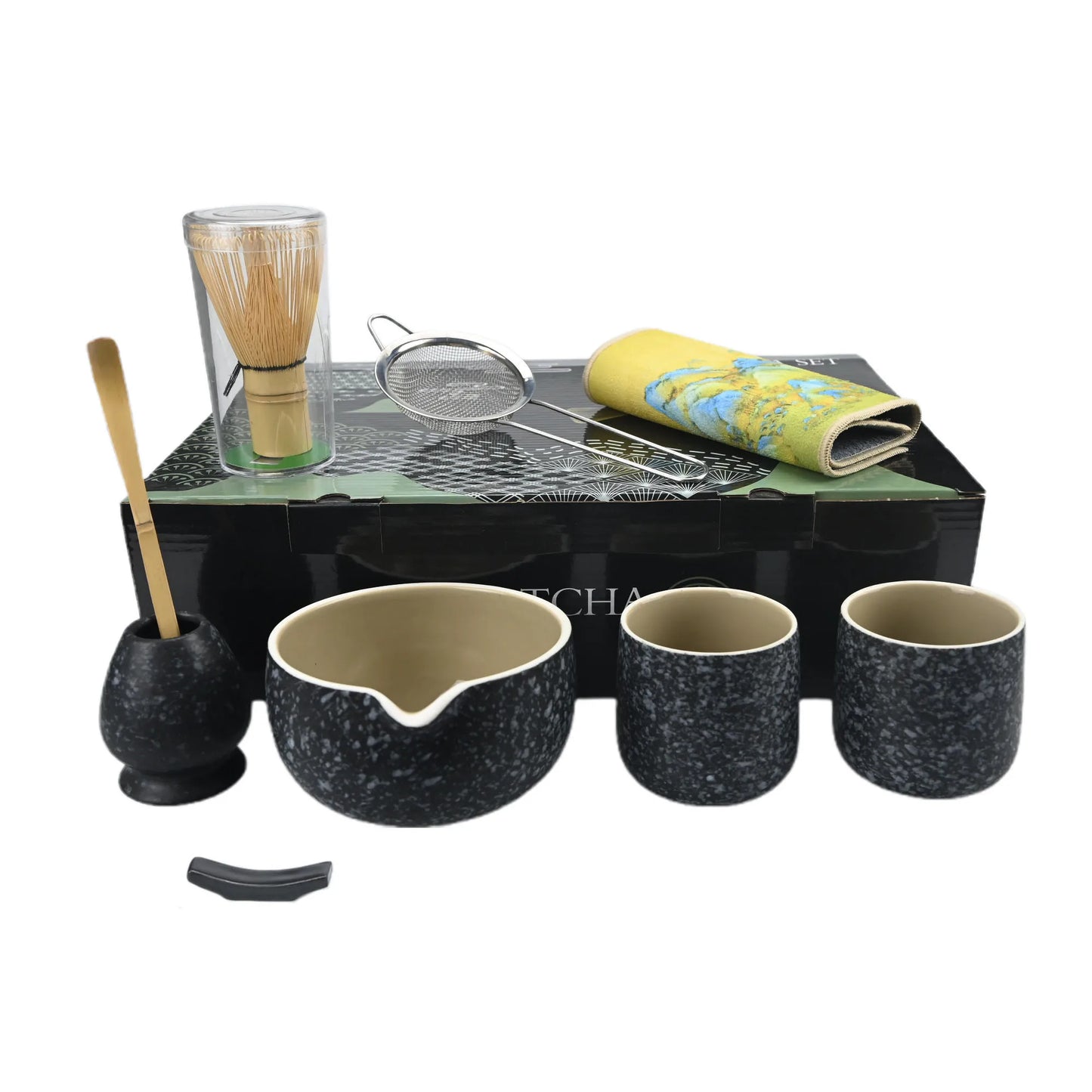 9pcs Japanese Matcha Set Matcha Bowl With Mouth Song Dynasty Tea Tip Tool Matcha Whisker Stand