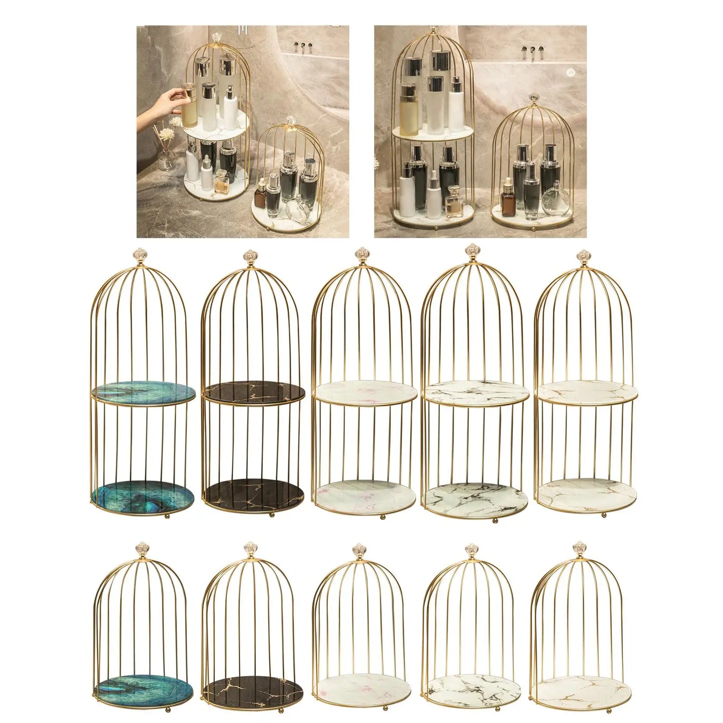 Perfume Rack, Makeup Organizer, Jewelry Display Stand Luxury Holder Cosmetics Shelf Tray for Vanity, Desktop,