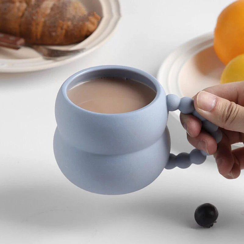 Creative Coffee Mug Ceramics Mug With Pearl Handle Water Cups Milk Juice Big Handrip Drinking Glasses Mugs Coffee Cups Tea Cup