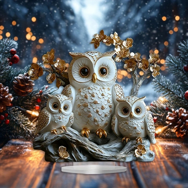 1PCS Acrylic Flat 2D Owl Family Animal Decoration,Home Decor,Living Room,Bookshelf,Wine Cooler,TV Stand Decoration