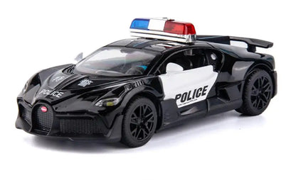 1/32 Bugatti Police Car Alloy Car Toy Metal Diecasts Model Supercar Vehicle with Light and Sound Super Sport Car for Child Gifts