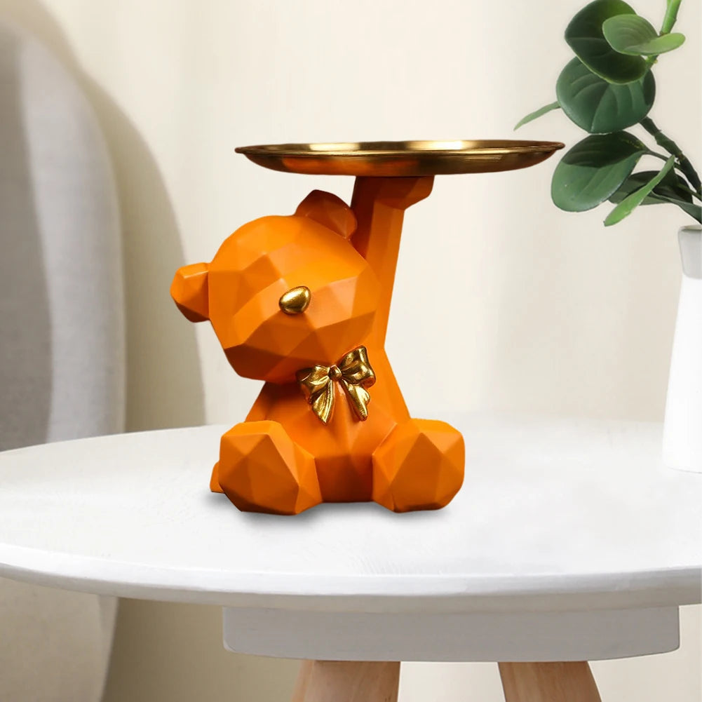 Storage Sculpture Entrance Crafts Geometric Bear Resin Desk Decoration Candy Sundries Household Supplies for Office Coffee Shop