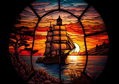 Modern Stained Glass Scenery Canvas Prints Wall Art Painting Nordic Posters Pictures Home Decor Mural For Living Room Unframed