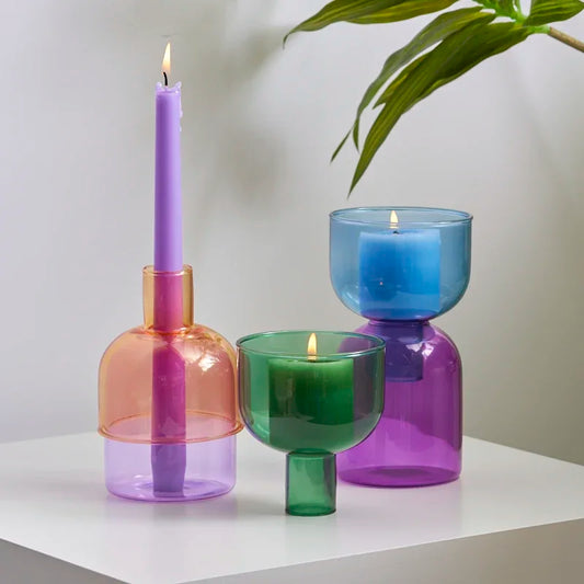 Bougeoir pour pilier bougies support décor à la maison coloré verre fleur Vase décoratif bouteille pot stockage bol plante conteneur