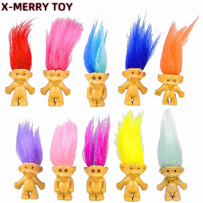 5 pièces Figurine d'anime chaude bonne chance Troll poupées Mini Troll Figure cheveux colorés membres de la famille jouets Vintage Kawaii Trolls poupées