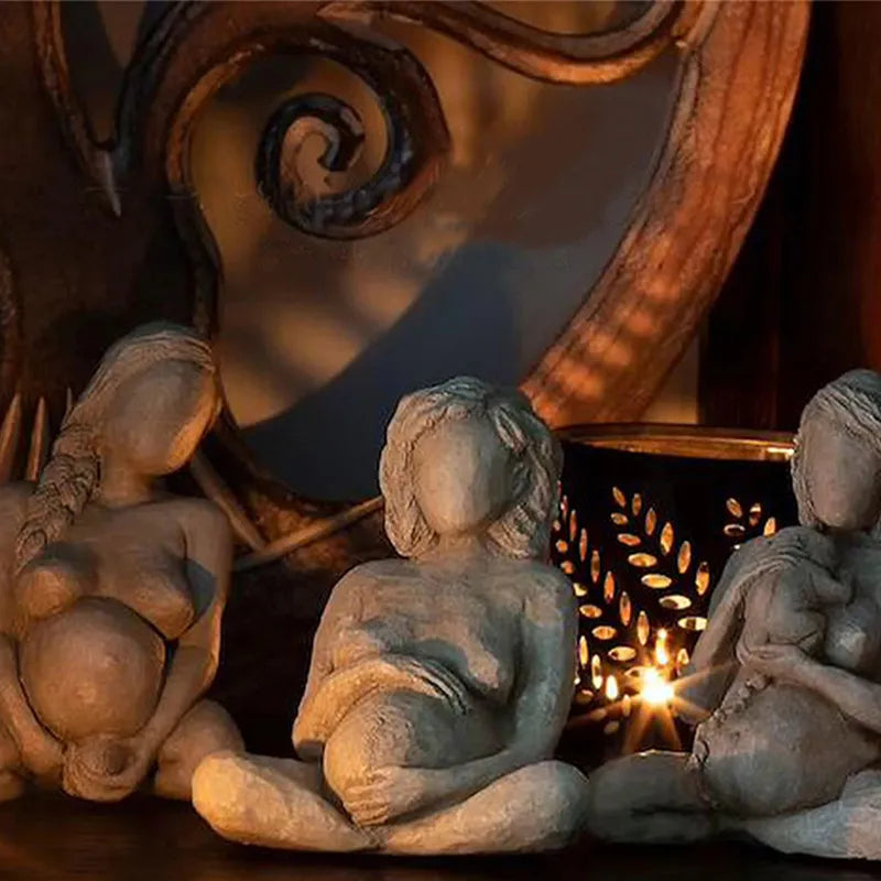Statue Gaia en Bronze d'art de la terre mère, cadeau en argile pour femme enceinte, décoration de bureau et de maison, grande Statue gothique d'accouchement de la mère