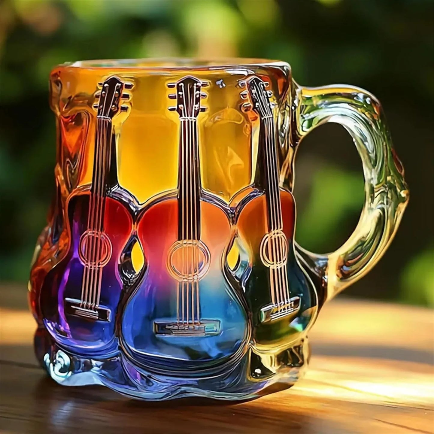 Personalized Creative Guitar Art Mug High-capacity Novelty Practical Coffee Mug Colorful Transparent Handicraft Ornament Cup