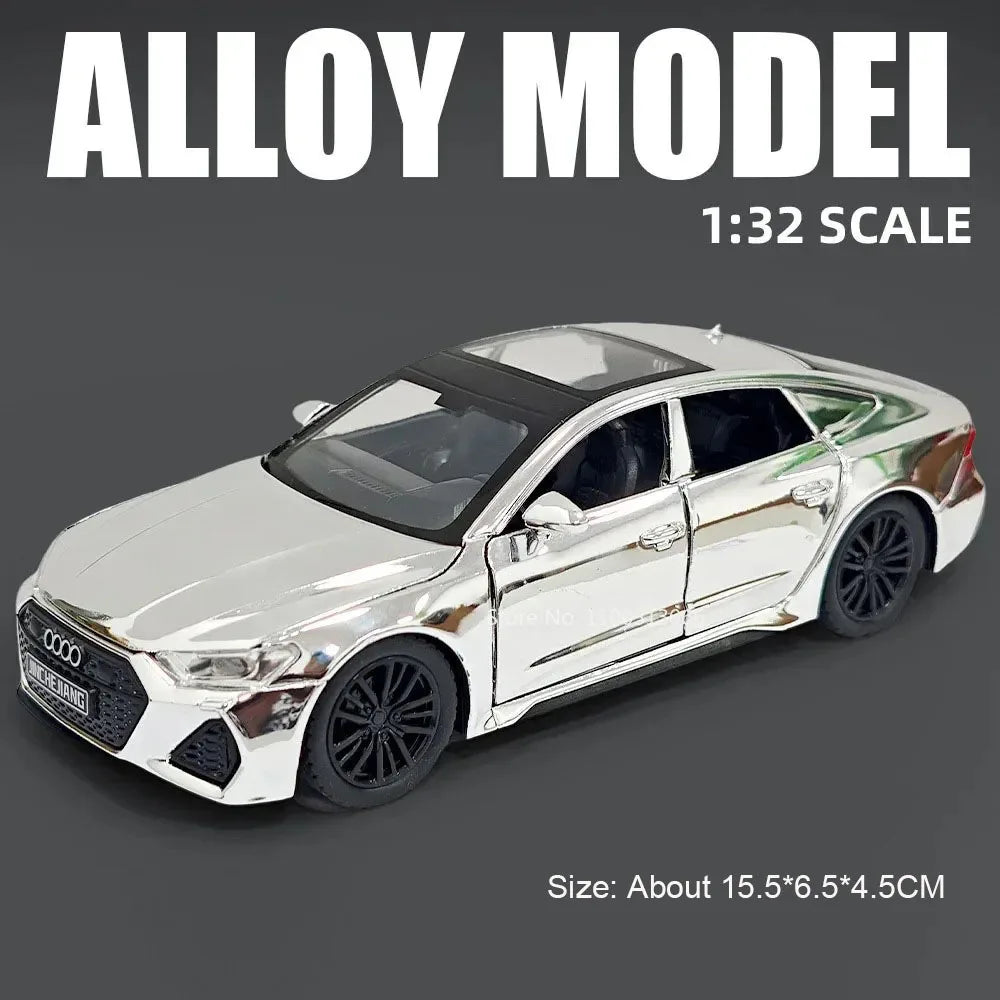 1:32 RS7 Alloy Toys Models Diecast Cars with Light Music Rubber Tires Car 6 Doors Opened Miniature Vehicle Child Adult Gifts