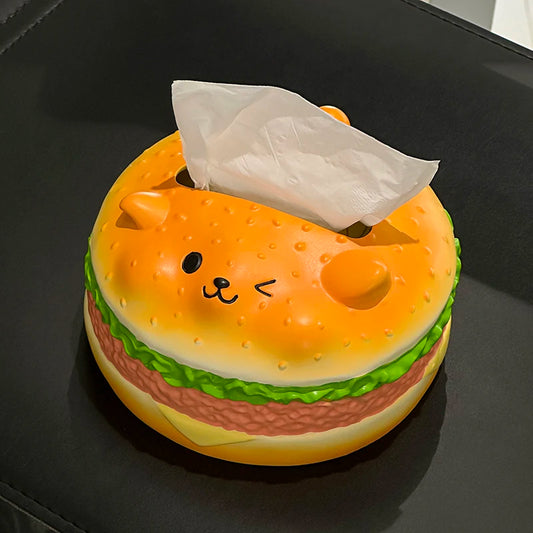 Cartoon Cute Burger Tissue Box Storage Box Living Room Desktop Decoration Home Fun Decorations Ornaments