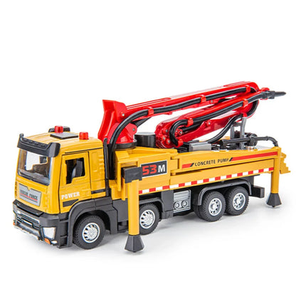 1: 32 Cement Concrete Pump Truck Toy Model Alloy Diecast Toys Truck Vehicle with Sound Light Car Collection Toys for Boys Gifts