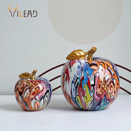 VILEAD Resin Graffiti Apple Handicrafts Painted Figurines Interior Decor Ornament Home Living Room Tabletop Decortion Collection