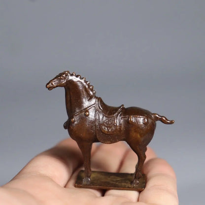 Antique Chinese Horse Metal Tang Horse Home Living Room Desktop Crafts Tea Pet Creative Animal Ornament Home Decor Desk Ornament