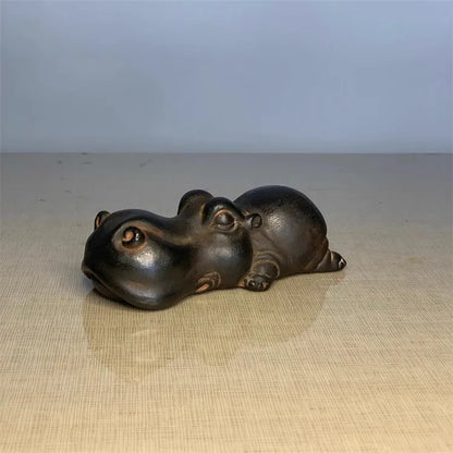 Creative Hippopotamus Decoration Ornaments Animal Pen Holder Paperweight Tea Pet Ornaments Bonsai Landscaping Multi-functional