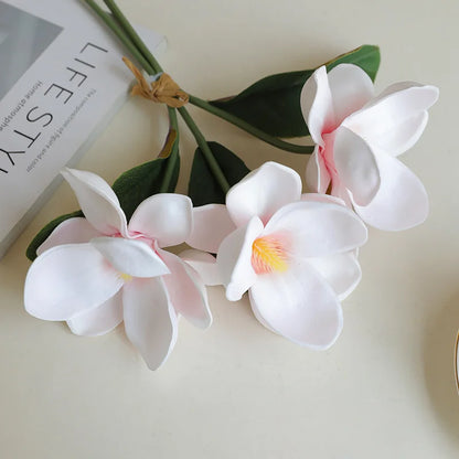 33CM New Chinese Style Artificial 3-Branch Bundle Magnolia Flower Home Decoration Living Room Dining Table Decoration