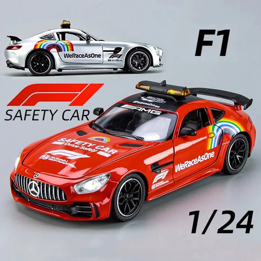 1:24 Scale Alloy GTR F1 Safety Models Toys Cars Wheel Pull Back Sports Car with Light Music Vehicles for Children Birthday Gifts