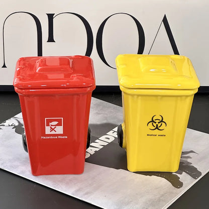Creative Ceramic 3D Recycling Bin Mug Shape Garbage Trash Can Coffee Cup Trash can modeling cup personality funny ceramic cups