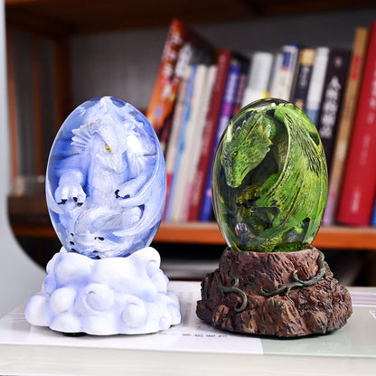 Oeuf de Dragon de lave en cristal Transparent, Statue de Dragon vert de rêve, décoration en résine, Sculpture faite à la main, ornements Souvenir, cadeau de noël
