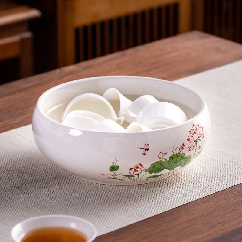 Lotus Planter Ceramic Glazed Bowl-Water Garden Planter for Lotus Water Lily&Aquatic Plants Leak-Proof Indoor/Outdoor Decor