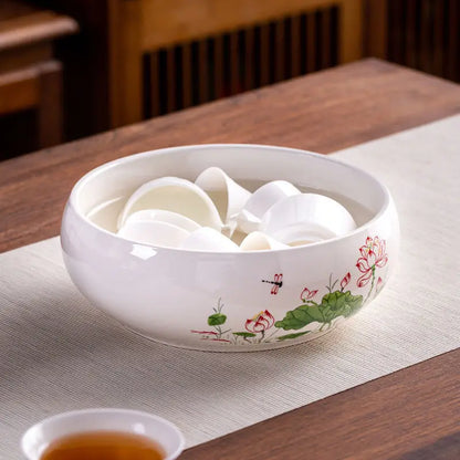 Lotus Planter Ceramic Glazed Bowl-Water Garden Planter for Lotus Water Lily&Aquatic Plants Leak-Proof Indoor/Outdoor Decor