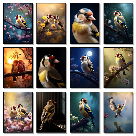 Majestic Bird Goldfinch Posters Epic Goldfinch Bird Couple Wall Picture Canvas Paintings Wall Art Prints Bedroom Club Home Decor