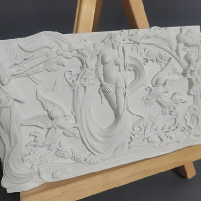 Gypsum Abstract Art Ornament "Mermaid" European Style Creative Relief Niche Home Accessories Ins Style Desktop Statue Ornaments