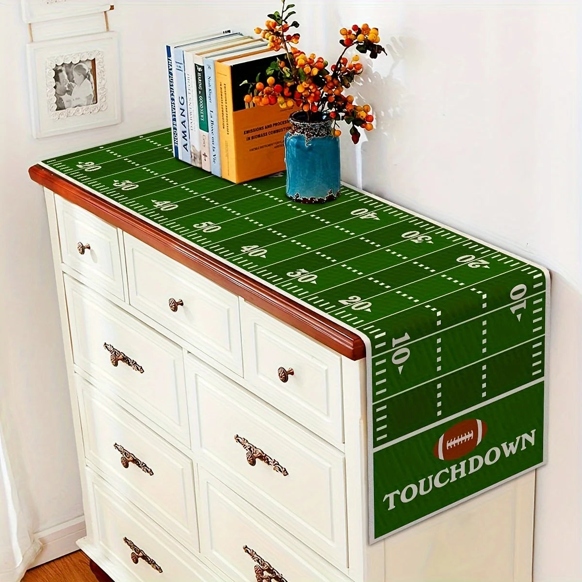 American Football Court Design Linen Table Runner Birthday Party Decorations Boy Sport Football Table Runners Dining Table Decor