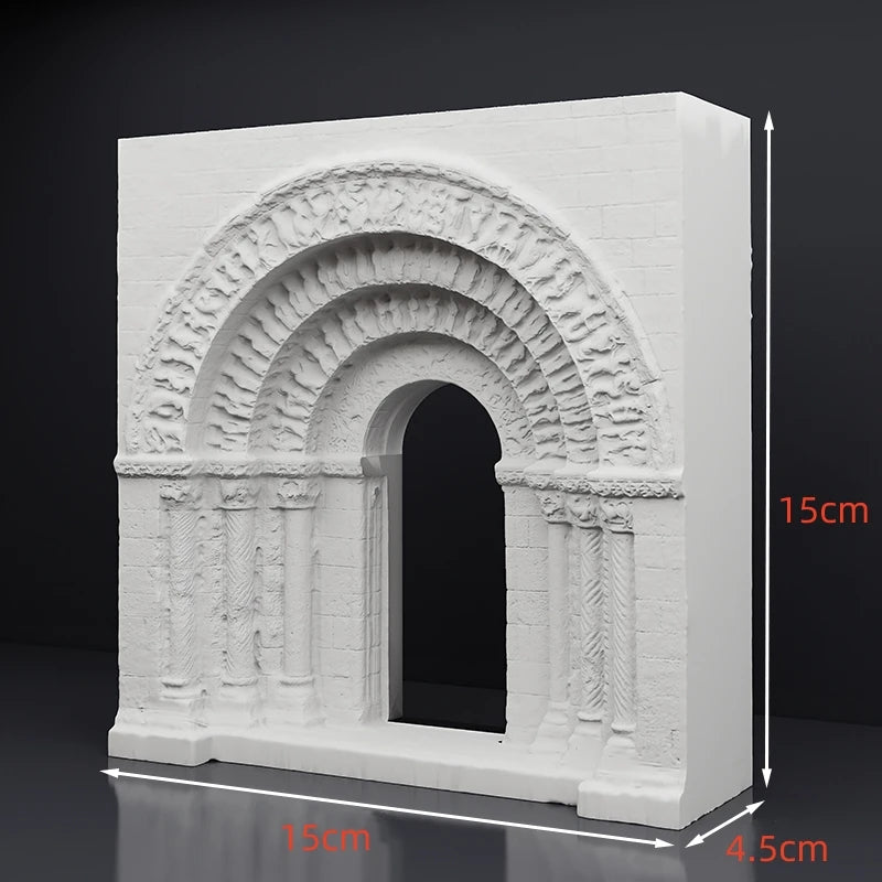 Gothic Cathedral Arch Plaster Relief Sculpture Nordic Home Decor 3D Art Decorative Artworks Interior Arch Relief Home Decor