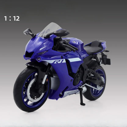 1:12 Yamaha YZF-R1M Motorcycle Alloy Diecast Models Toys Cars Loadable Auxiliary Wheel Off-road Motorcycles Model for Boy Gifts