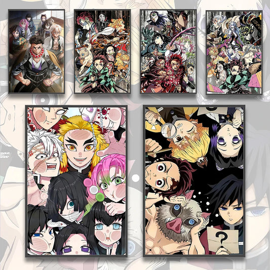 Demon Slayer Hashira Tanjiro Anime Self-adhesive Poster Wallpaper Figures Art Decor Cartoons Kid Gift Home Decoration Painting