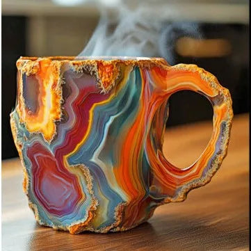 Hot Natural Resin Mineral Crystal Coffee Cups Colorful Large-Capacity Agate Crystal Cups Household Necessities