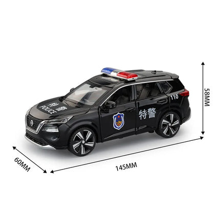 1:32 Scale Nissan X-TRAIL Models Toys Police Cars Alloy 6 Doors Opened Miniature Vehicles Pull Back Car Toy Children's Day Gifts