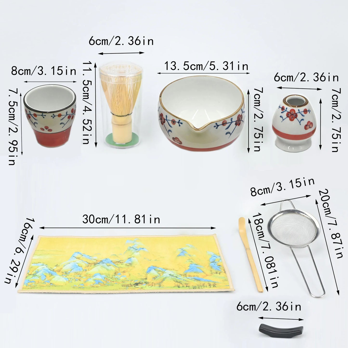 9pcs Japanese Matcha Set Matcha Bowl With Mouth Song Dynasty Tea Tip Tool Matcha Whisker Stand