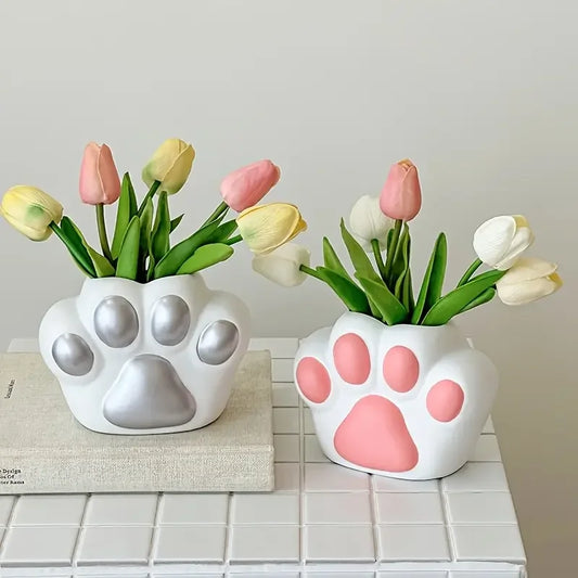 Creative Cute Cat Paw Vase Desktop Decoration Flower Arrangement Living Room Tv Cabinet Porch Dining Table Tulip Decoration
