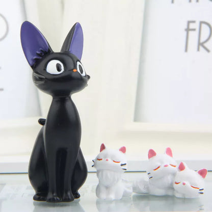 Figurines de grand chat noir de dessin animé, joli modèle de chat blanc, décoration de bureau, artisanat, bricolage, jardin, maison, bureau, Miniatures
