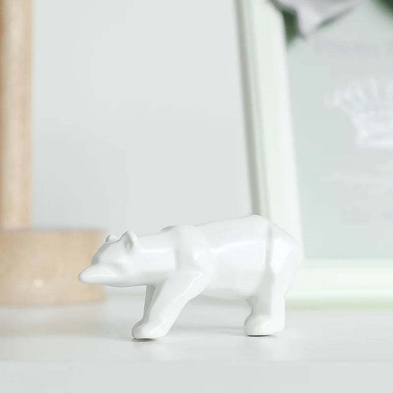 Nordic Ceramic Bear Figurine Home Decor Items Home Office Cabinet Decor Animal Sculptures & Figurines Aesthetic Room Decoration