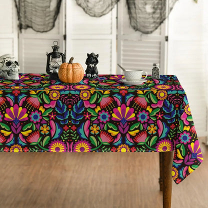 Mexico Dia De Muertos Tablecloth Fiesta Party Decor Mexican Day of The Dead Table Cloth Dining Table Decor Halloween Decorations