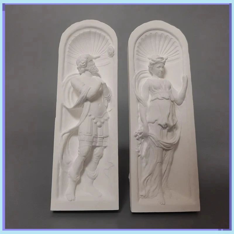 Saintly Plaster Relief Wall Art Nordic Sculpture Shelf Display Desktop Art Bookcase Ornaments Photography Prop Artistic Diorama