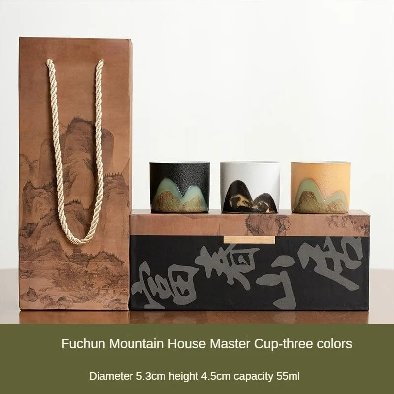 Tea Cup, Chinese Style Ceramic Retro Master Cup Single Cup Household Tea Cup Remote Mountain Tea Set Gift Giving