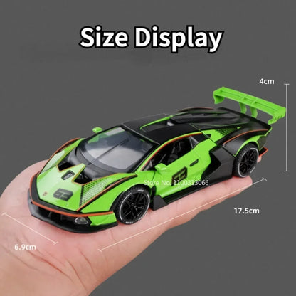 1:32 Scale Lambor SCV12 Alloy Car Toy Metal Diecast Model Vehicle with Light Sound Pull Back Function Sport Car for Boy Gifts
