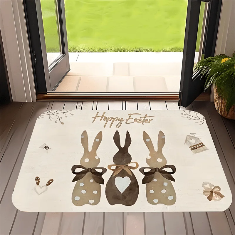 Easter Bunny Welcome Entrance Doormat Home Decoration Living Room Bedroom Kitchen Floormat Balcony Hallway Bathroom Non-slip Mat