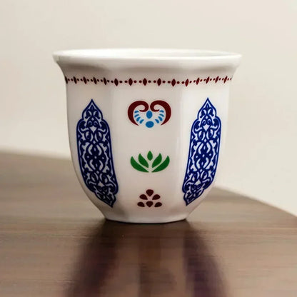 Arabic Ceramic Coffee Cup with Star Moon Design, Latte Art Espresso Tea Mug ErgonomicHandleDishwasherSafeHome Office Ethnic Gift