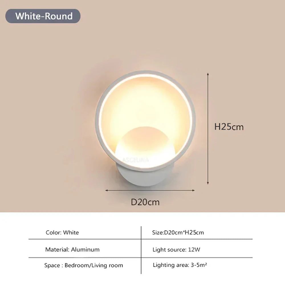 Modern LED Wall Lamp Round Light Aluminium Home Decor For Bedside Living Room Hallway Study Starway Wall Sconce Lighting Fixture