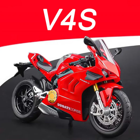 1:12 Alloy V4S 1199 Motorcycles Models Toys Diecasting Cars Wheel Turned Light Music Miniature Motorcycle for Child Adult Gifts