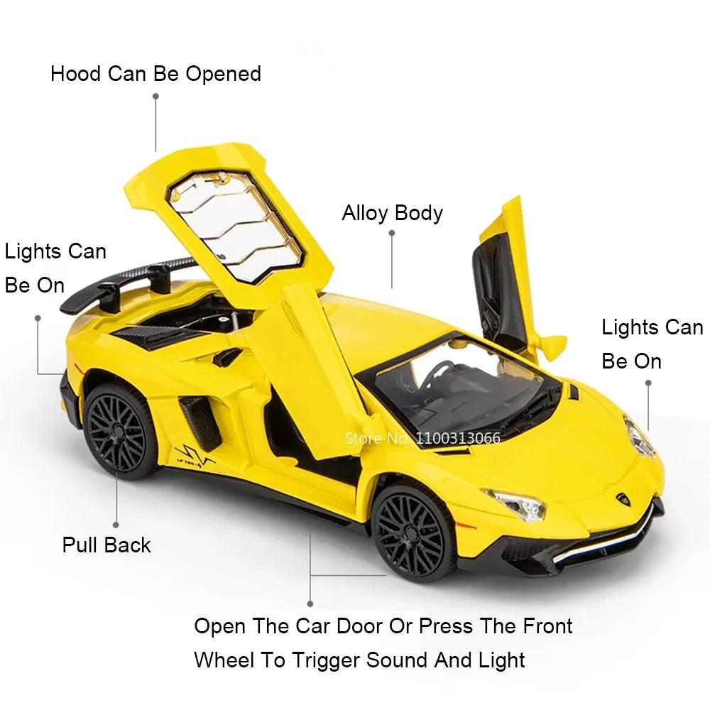 1:32 Lambor V12 LP740 Toys Model Cars Alloy Diecast Vehicles Models with Light Sound Super Sport Car Toy Children Birthday Gifts