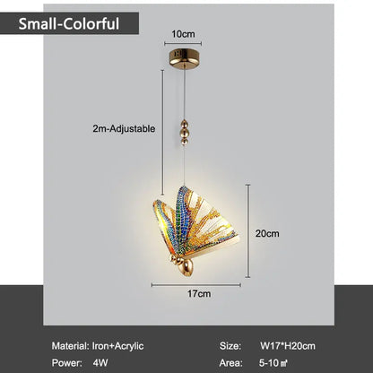 Nordic Butterfly Interior LED Cord Pendant Lights Chandelier Lamps for Bedroom Living Room Suspended Lighting Fixtures Home