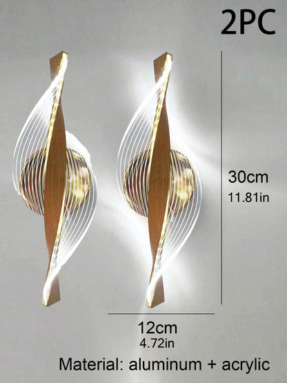 1pc/2pc modern gold/black LED acrylic wall sconce for lustre living room back wall, bedroom bedside home decor lighting.