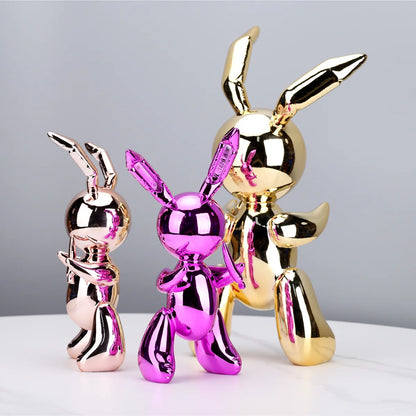 Cute Balloon Rabbit Statue Resin Sculpture Animal Figures Home Decor Modern Nordic Home Decoration Accessories for Living Room