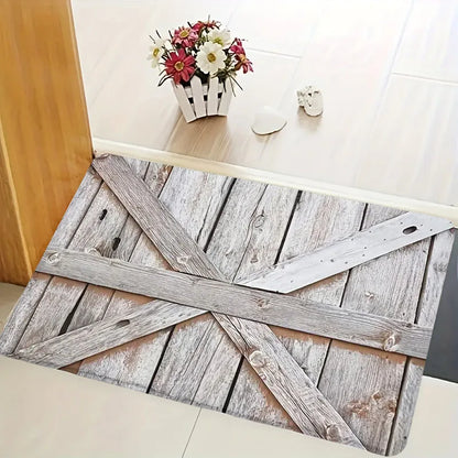 1pc wood printed door carpet, non-slip carpet, bedroom bathroom floor mat, entrance carpet, machine washable