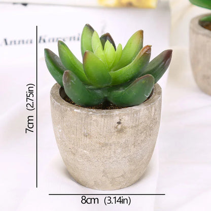 Mini Evergreen Artificial Succulent Plants Small Simulated Tree Pot Plants Fake Flowers Office Table Ornaments Home Garden Decor